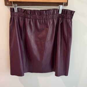 LOFT Burgundy Faux Leather Paperbag Waist Mini Skirt Medium